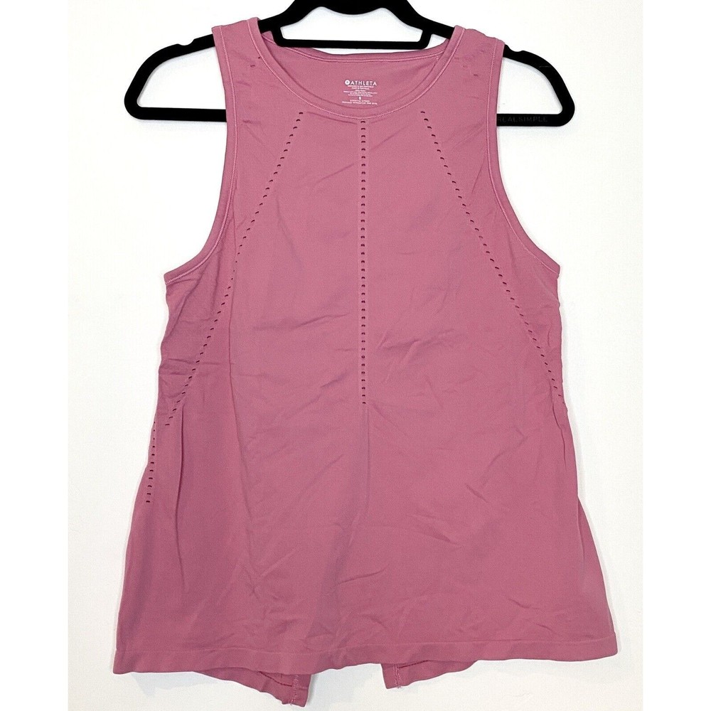 Athleta Women's Pink Sleeveless Split Tie Back Athleisure Tank Size Small